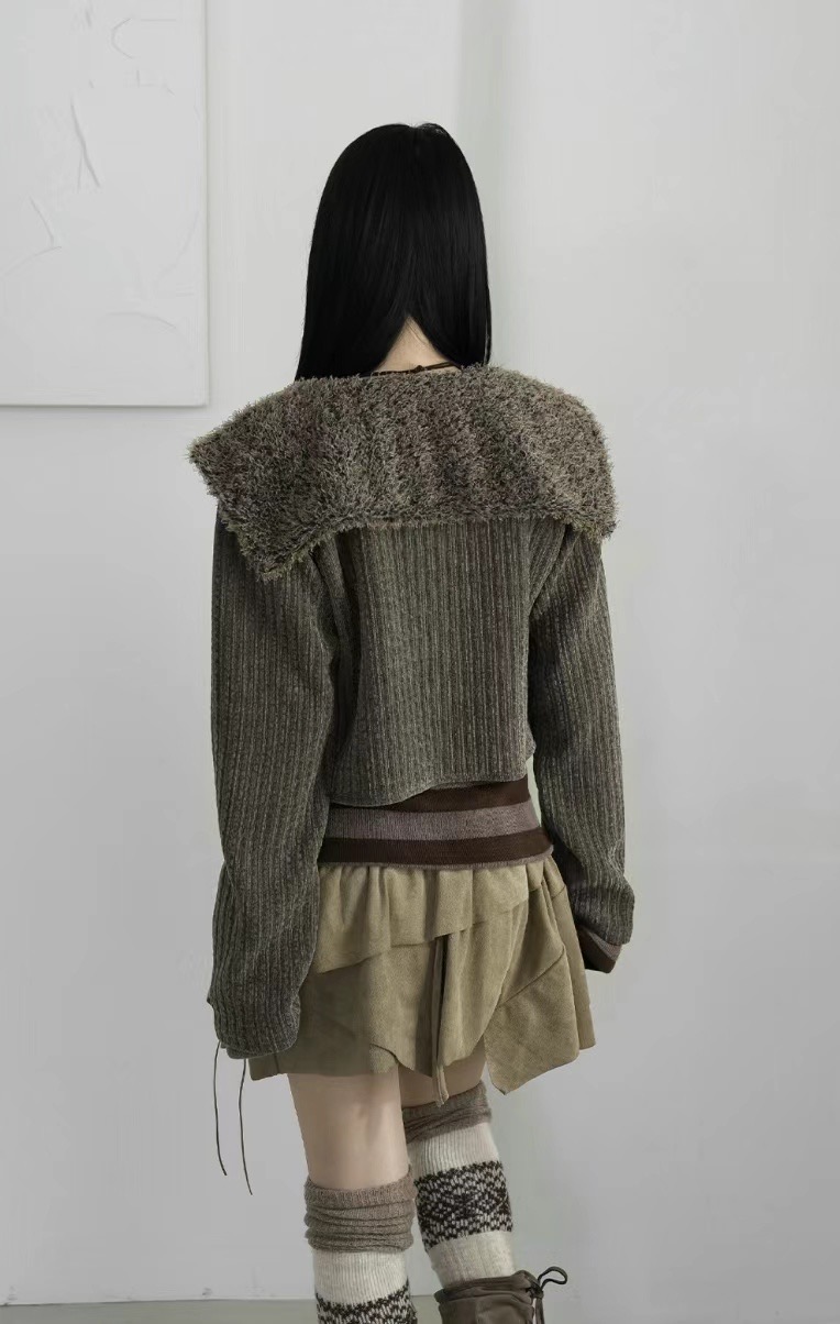 THELACREAM韓國直郵女裝新品24秋夏真品時尚職業針織衫毛皮THELACREAM針織衫