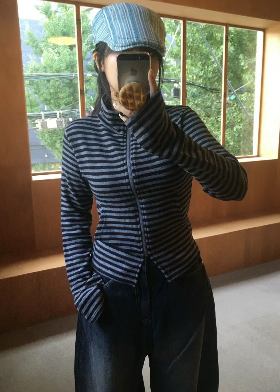THELACREAM韓國直郵女士新品職業休閑時尚推薦真品長袖T恤拉鏈THELACREAM長袖T恤圖色2