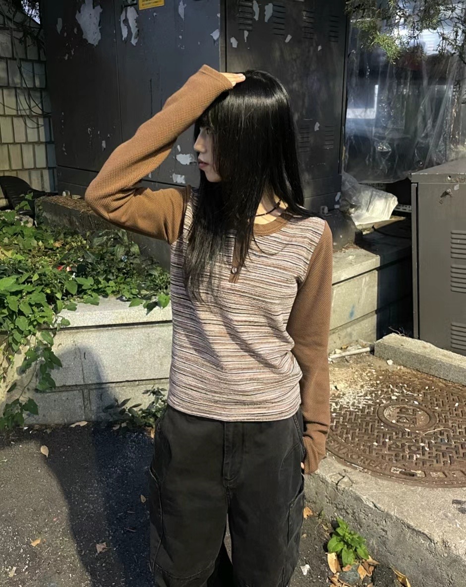 THELACREAM東大門直郵女裝新款真品時尚熱賣休閑24秋夏長袖T恤THELACREAM長袖T恤