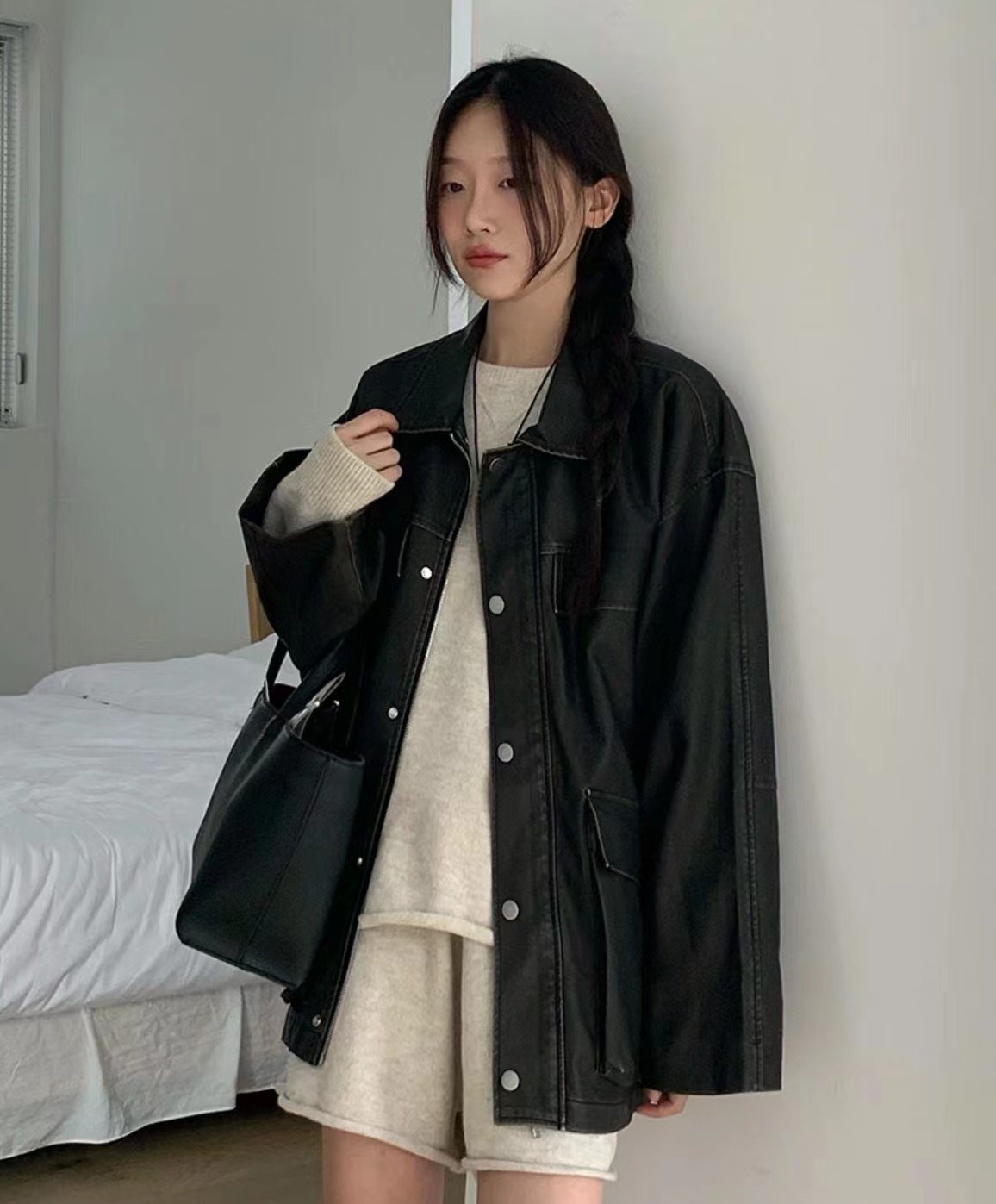 HAY東大門代購女裝新款真品時尚推薦休閑職業夾克含腰帶口袋HAY夾克