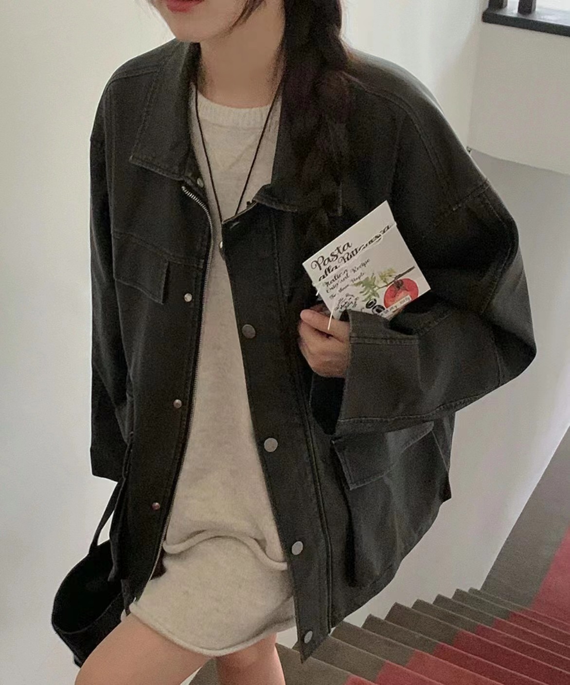 HAY東大門代購女裝新款真品時尚推薦休閑職業夾克含腰帶口袋HAY夾克