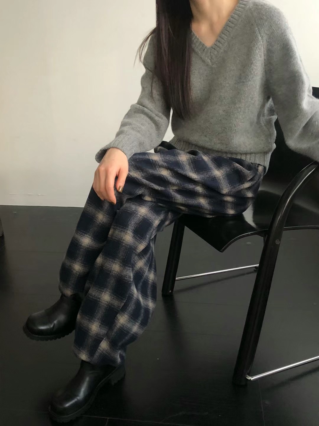 CLOSER韓國代購女士新款熱賣休閑24秋夏職業休閑褲羊毛格紋CLOSER休閑褲
