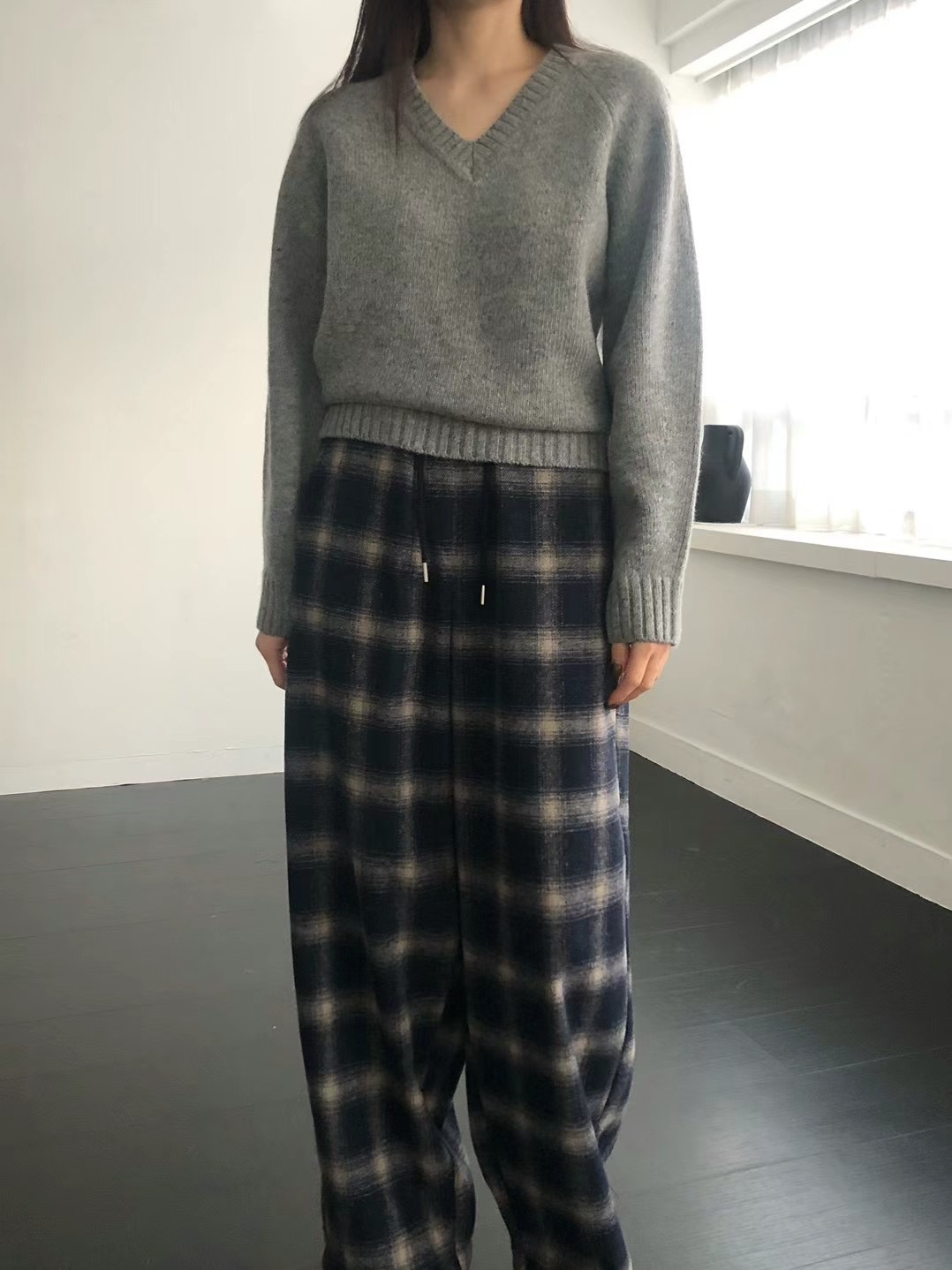 CLOSER韓國代購女士新款熱賣休閑24秋夏職業休閑褲羊毛格紋CLOSER休閑褲