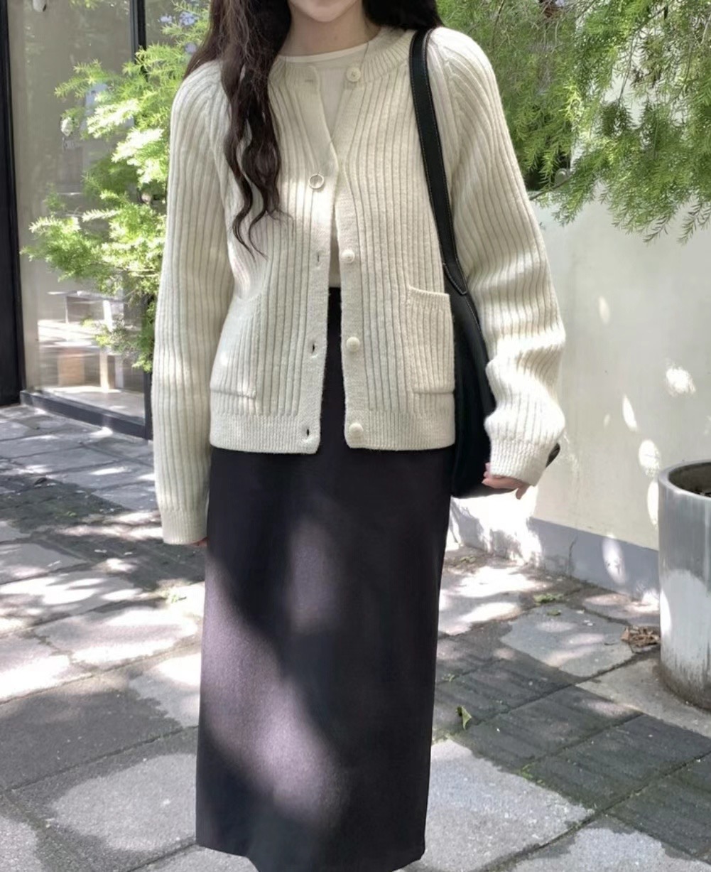 CLOSER韓國直郵女裝新款推薦人氣熱賣24秋夏針織衫口袋開衫羅紋CLOSER針織衫