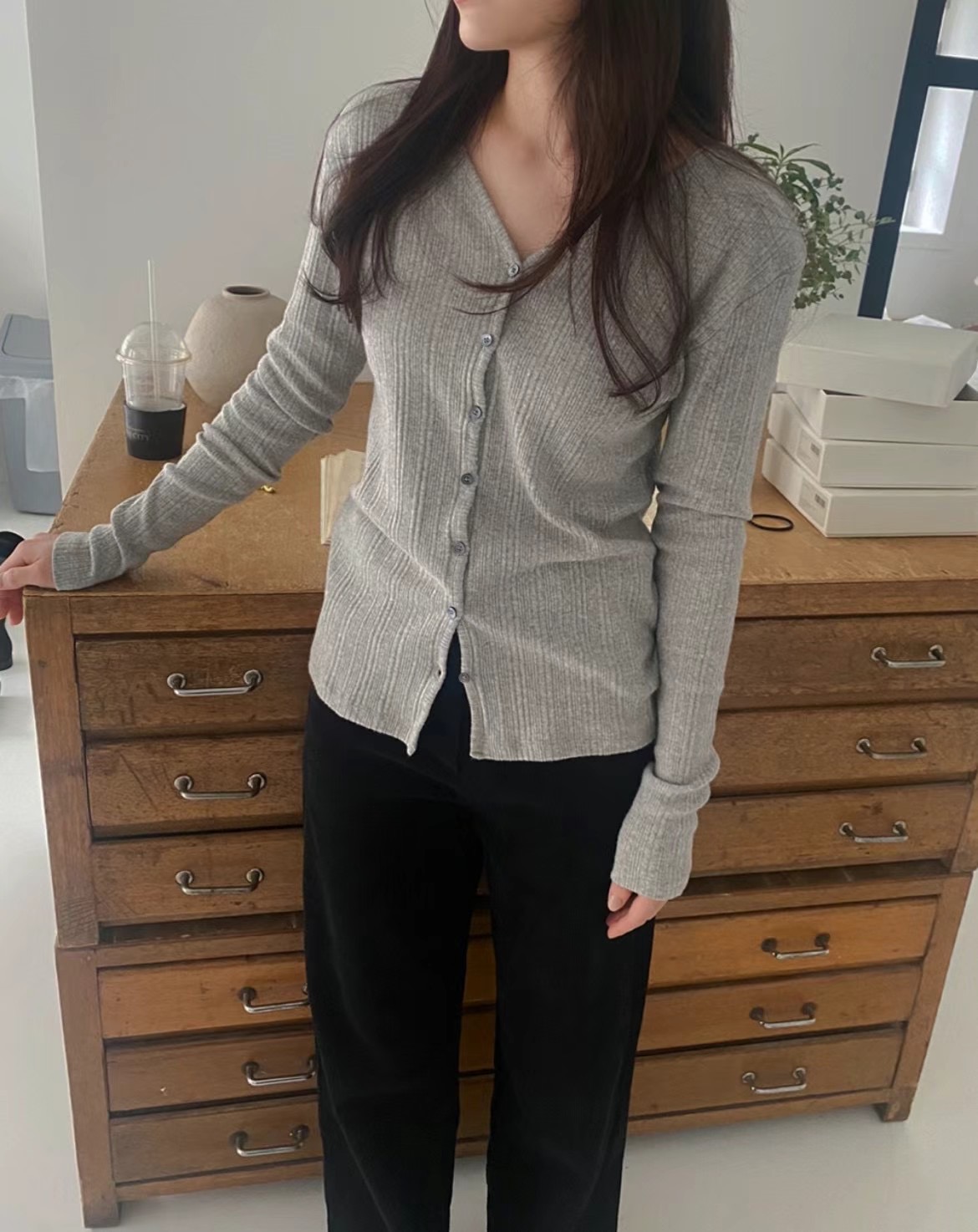 CLOSER東大門代購女士新款推薦職業24秋夏人氣熱賣針織衫開衫CLOSER針織衫圖色2