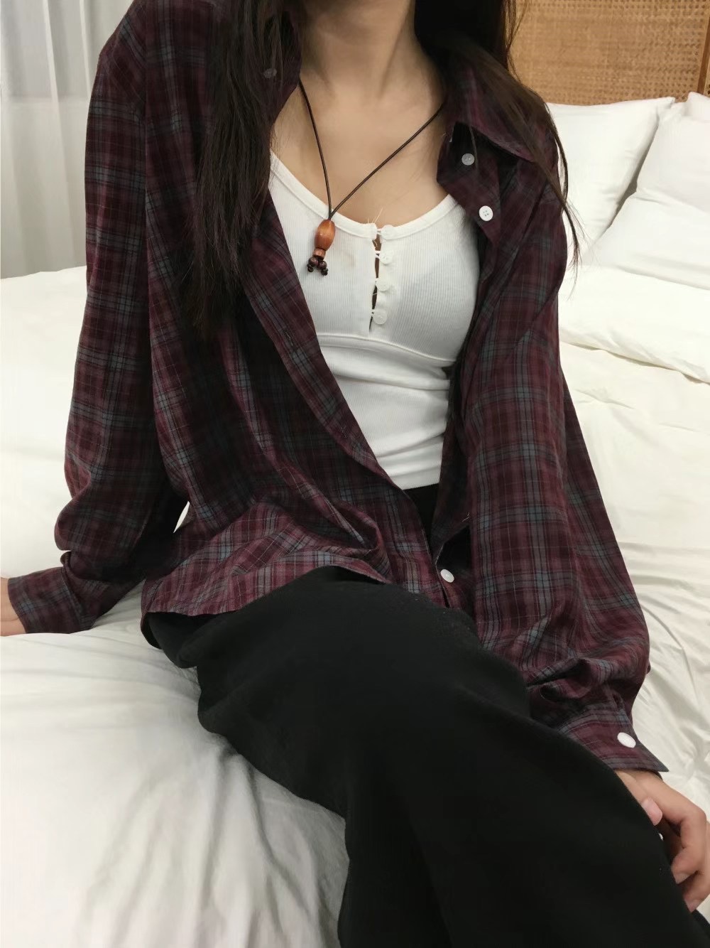 SOUFFLE東大門直郵女裝新品熱賣人氣真品休閑襯衫蕾絲衫格子SOUFFLE襯衫/蕾絲衫