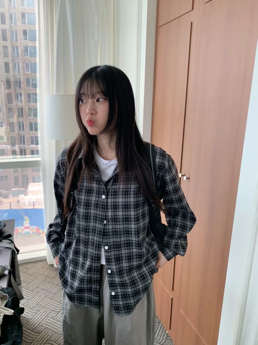SOUFFLE東大門直郵女裝新品熱賣人氣真品休閑襯衫蕾絲衫格子SOUFFLE襯衫/蕾絲衫