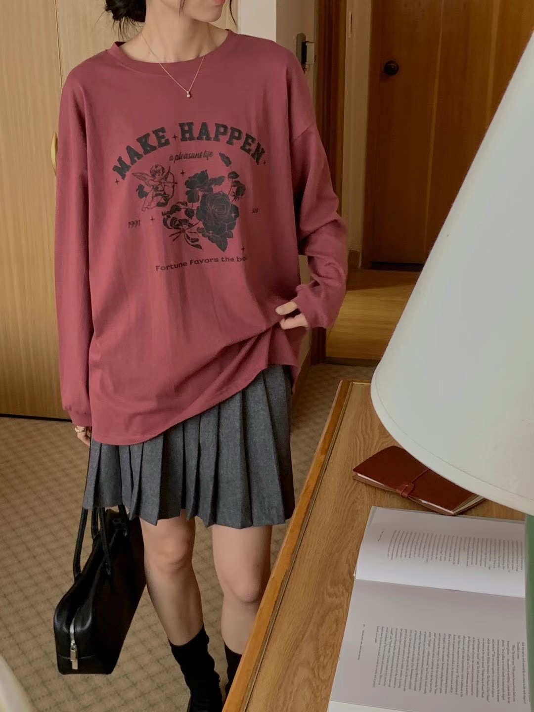 SOUFFLE韓國直郵女士新款人氣職業24秋夏時尚真品熱賣長袖T恤SOUFFLE長袖T恤
