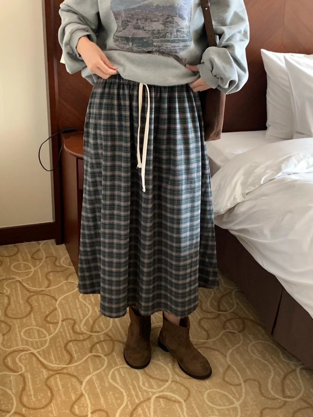 WANDERLUST韓國直郵東大門實拍女裝新款24秋冬職業休閑長裙WANDERLUST長裙