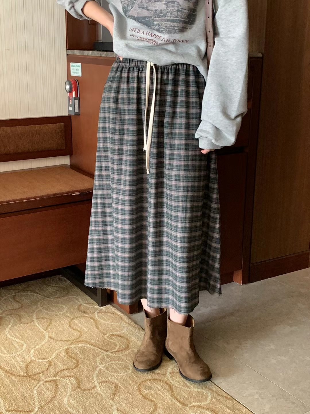WANDERLUST韓國直郵東大門實拍女裝新款24秋冬職業休閑長裙WANDERLUST長裙圖色2
