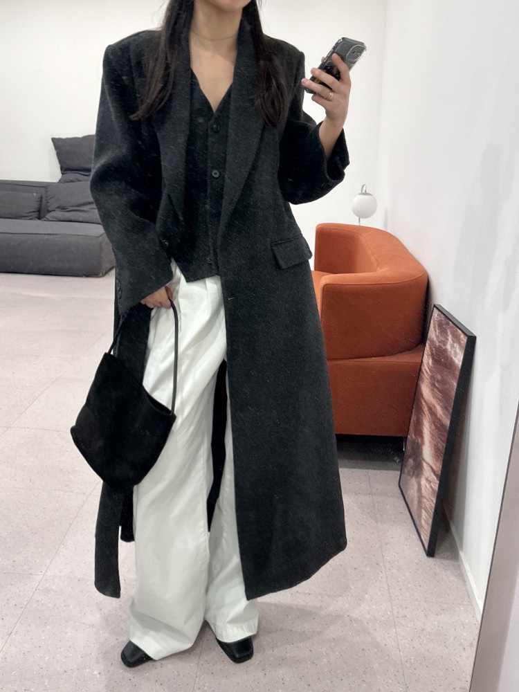 BONHEUR直郵韓國代購女裝新品推薦職業真品人氣中長款大衣手工BONHEUR-2件起中長款大衣