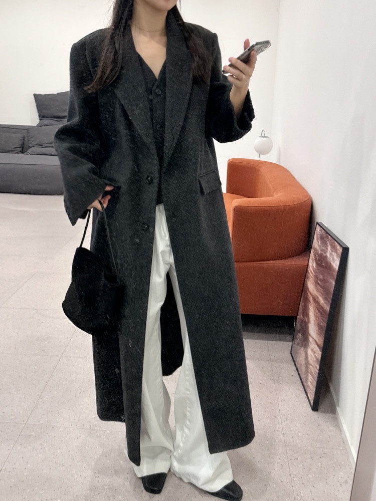 BONHEUR直郵韓國代購女裝新品推薦職業真品人氣中長款大衣手工BONHEUR-2件起中長款大衣
