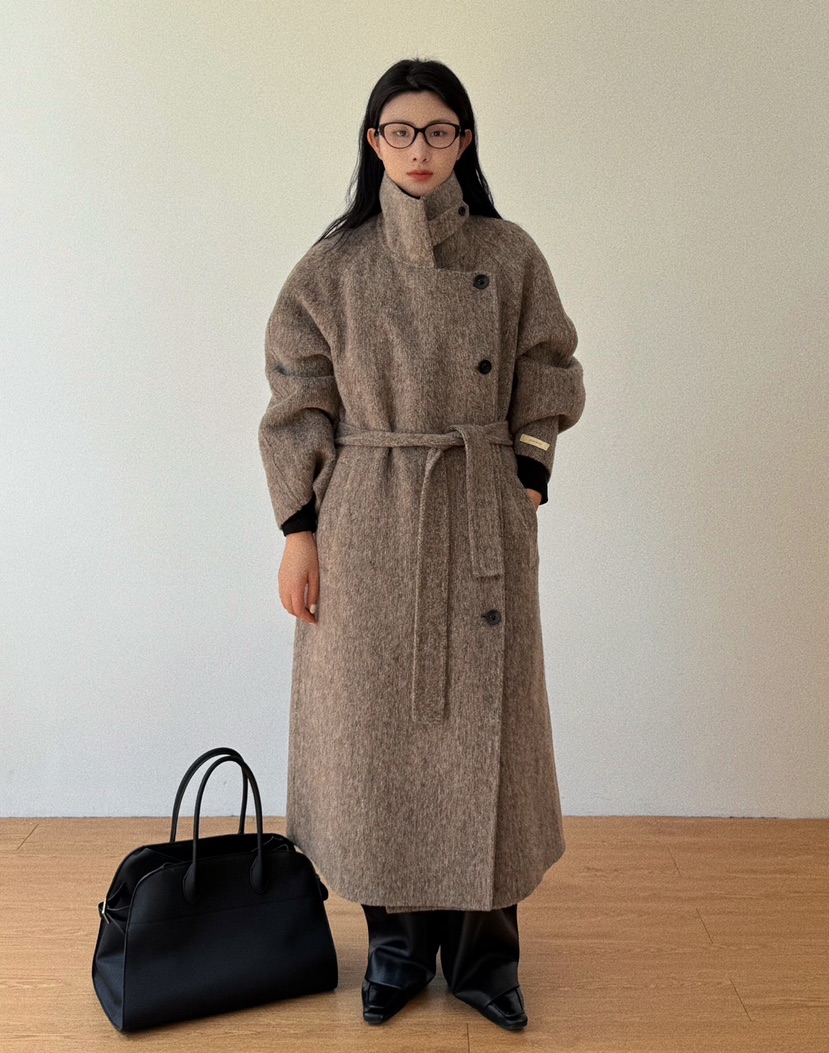 BONHEUR韓國直郵東大門實拍女裝新款真品中長款大衣手工制作含腰帶BONHEUR-2件起中長款大衣
