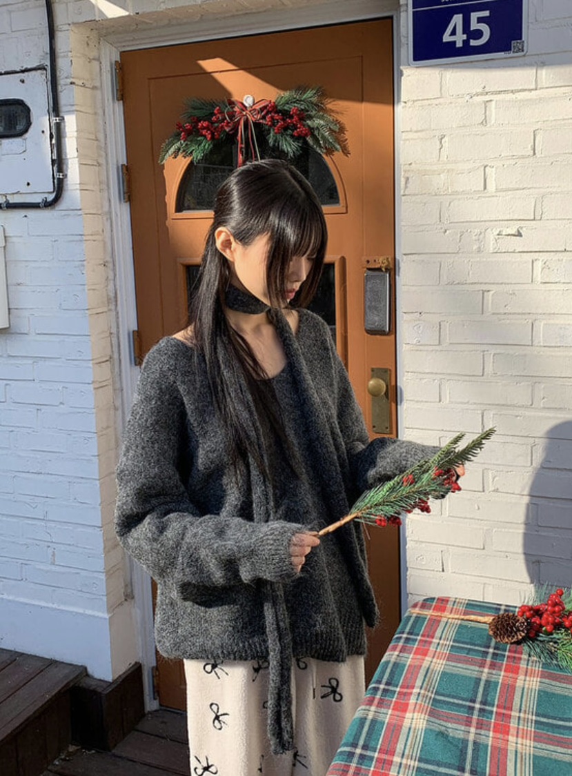 BONHEUR韓國直郵東大門實拍女裝新品職業24秋冬針織衫含脖帶BONHEUR-2件起針織衫