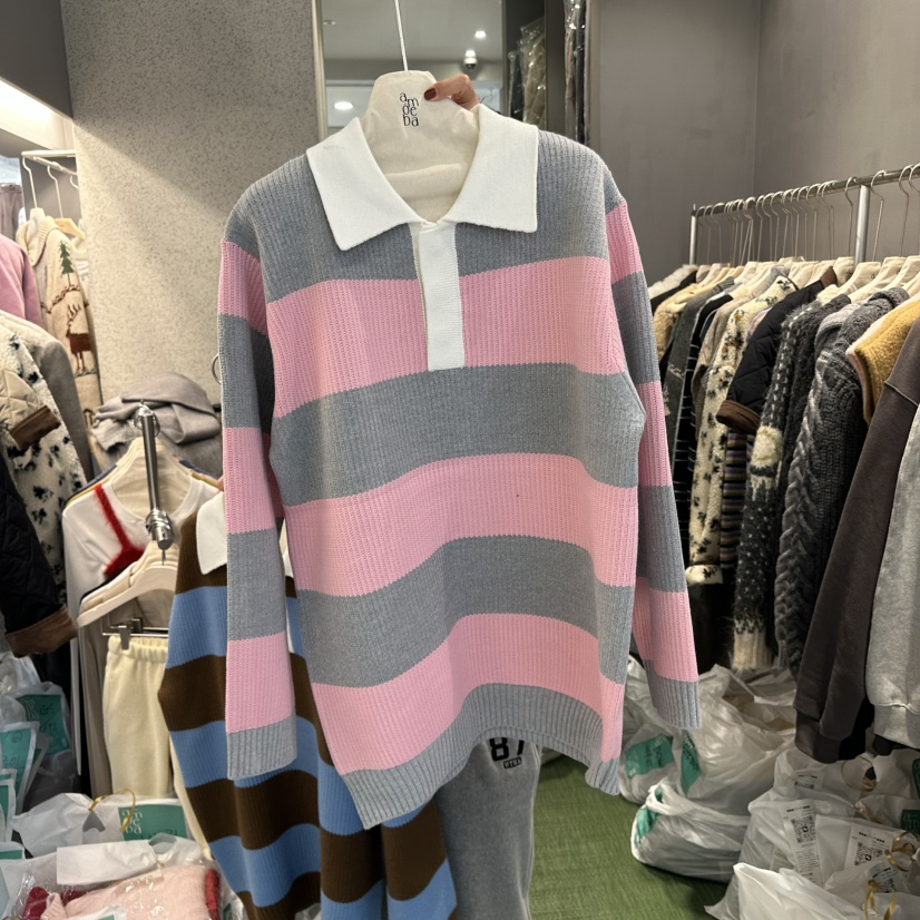 AMOEBA直郵韓國代購女裝新款熱賣職業人氣真品休閑時尚長袖T恤AMOEBA長袖T恤圖色2