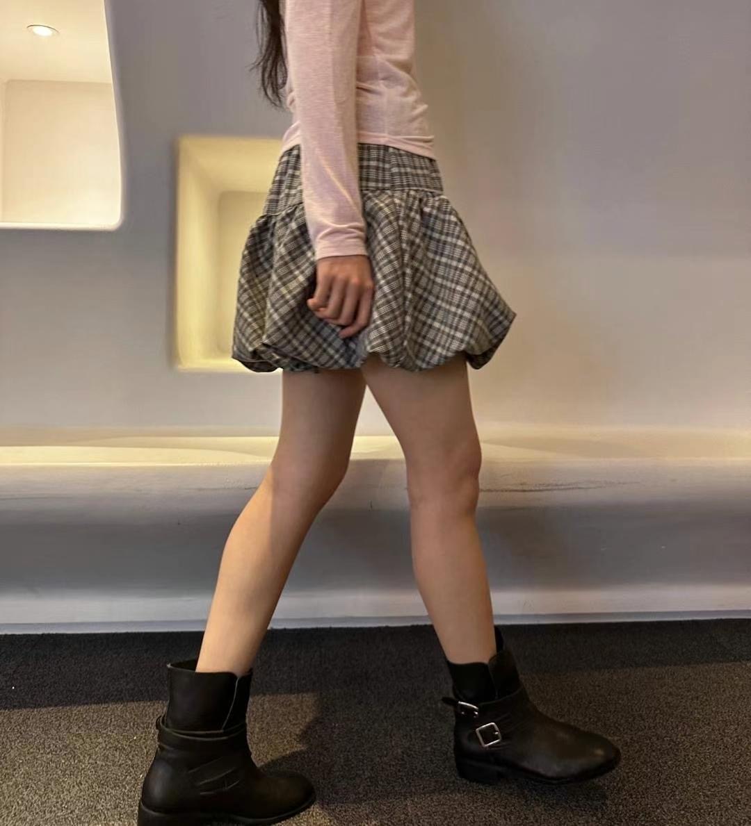 STREET韓國直郵東大門實拍女裝新款真品人氣24秋冬短裙格紋STREET短裙