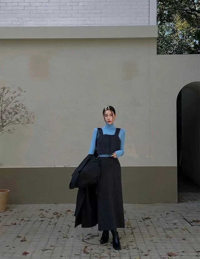 GLOSSY韓國代購女裝新品職業真品推薦時尚24秋夏熱賣休閑長裙GLOSSY長裙