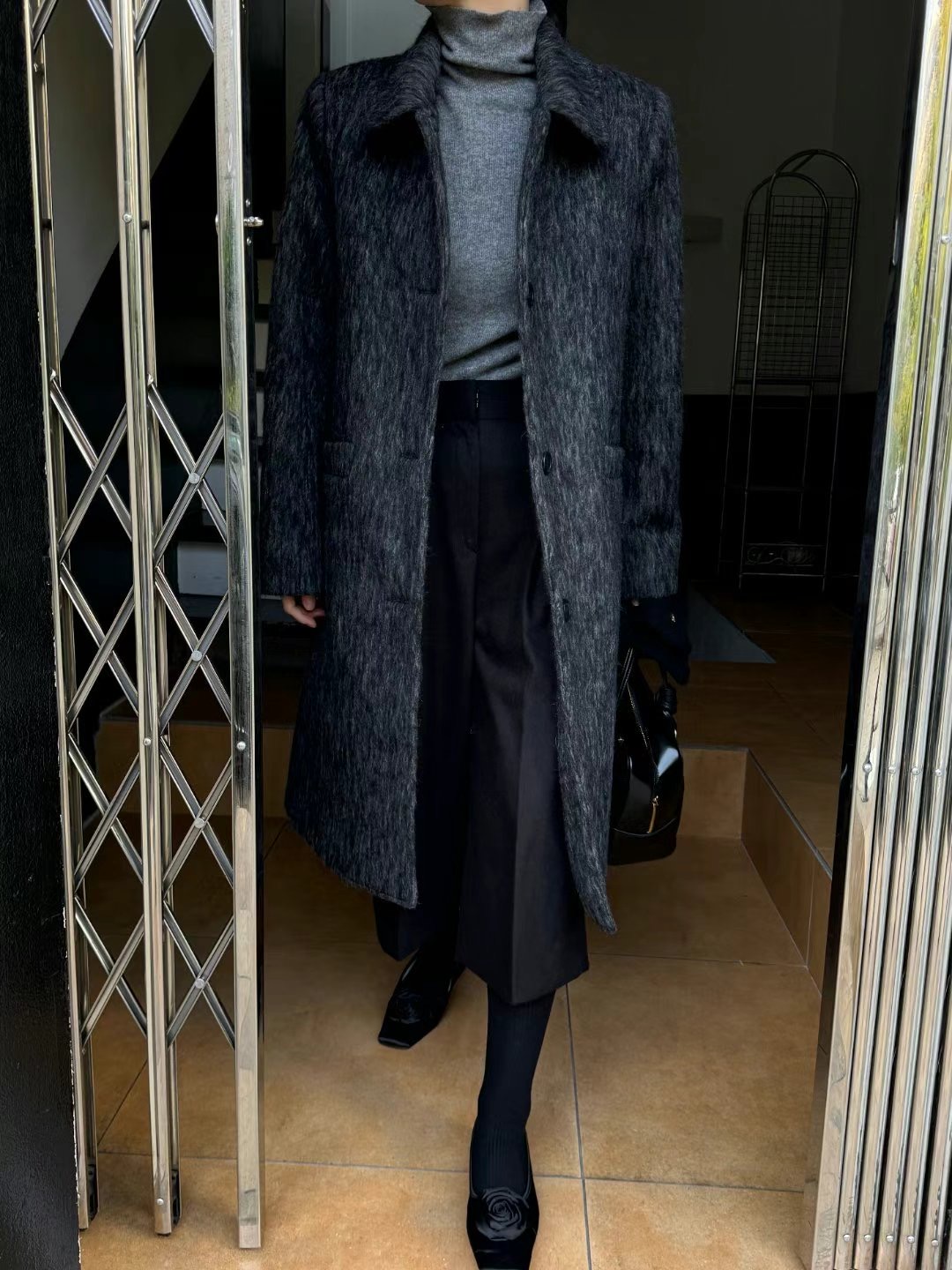 GLOSSY東大門直郵女士新款休閑推薦真品人氣中長款大衣羊毛GLOSSY中長款大衣圖色2