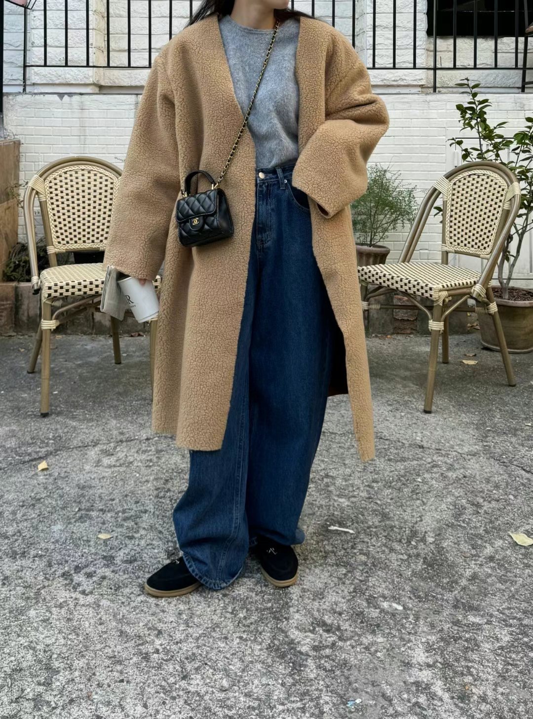 GLOSSY韓國代購女裝新品推薦職業時尚熱賣人氣休閑中長款大衣GLOSSY中長款大衣