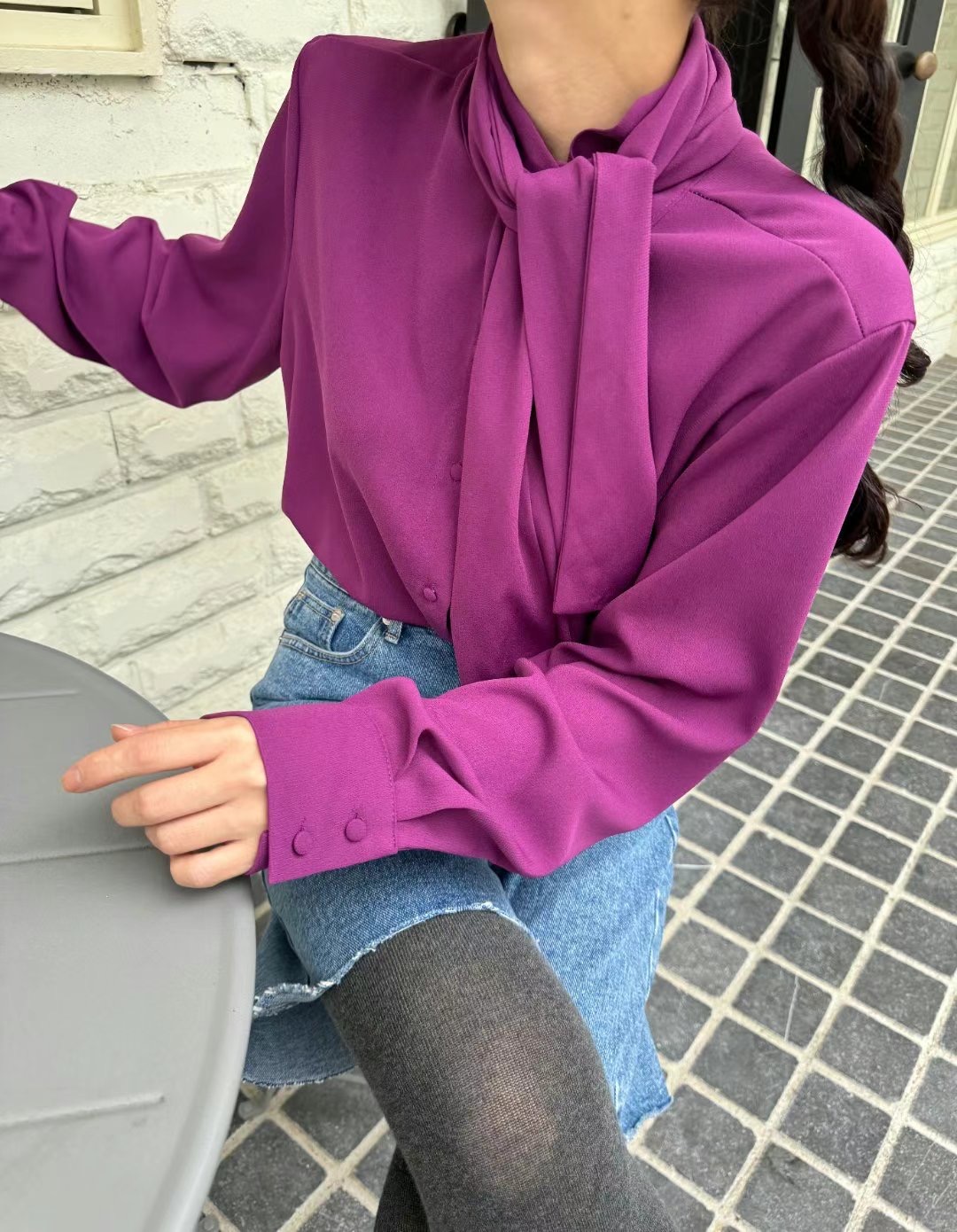 GLOSSY韓國代購女士新品職業熱賣時尚休閑推薦24秋夏襯衫蕾絲衫GLOSSY襯衫/蕾絲衫