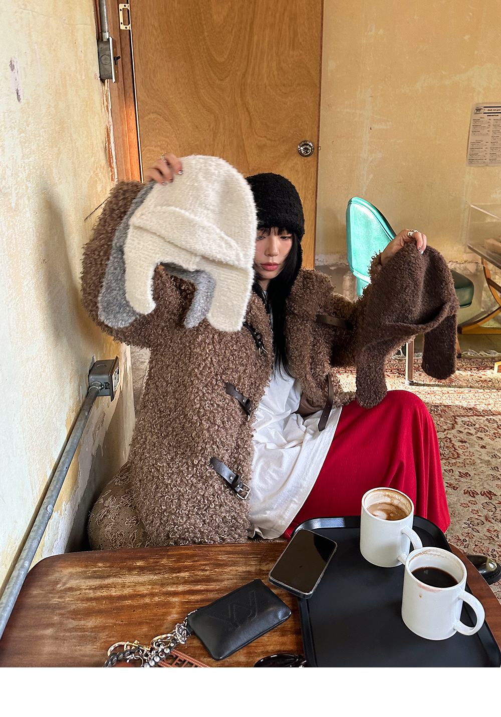 PEETS韓國直郵女士新款24秋夏人氣真品職業休閑短款大衣毛皮PEETS短款大衣