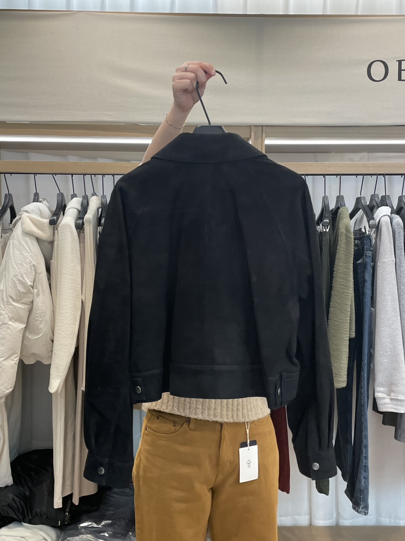 love us u/OBJET東大門直郵女裝新款時尚夾克絨面革羊絨love us u/OBJET夾克