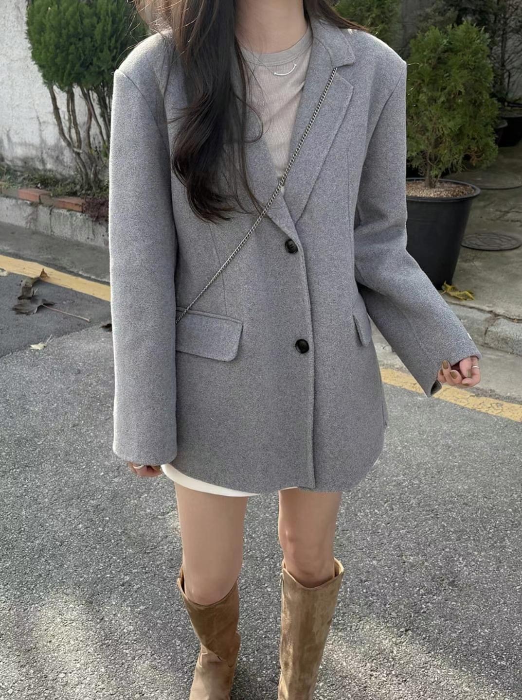 OLZE-올제-T東大門代購女士新品24秋夏人氣熱賣真品短款大衣OLZE-올제-T短款大衣