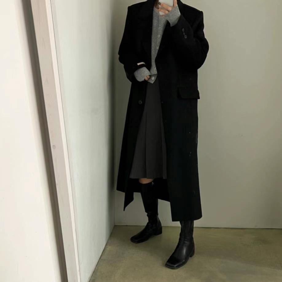 OLZE-올제-T韓國代購女士新款推薦時尚真品中長款大衣含腰帶OLZE-올제-T中長款大衣