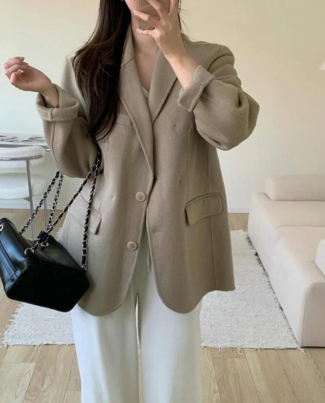 OLZE-올제-T東大門代購女裝新款真品職業推薦人氣短款大衣OLZE-올제-T短款大衣