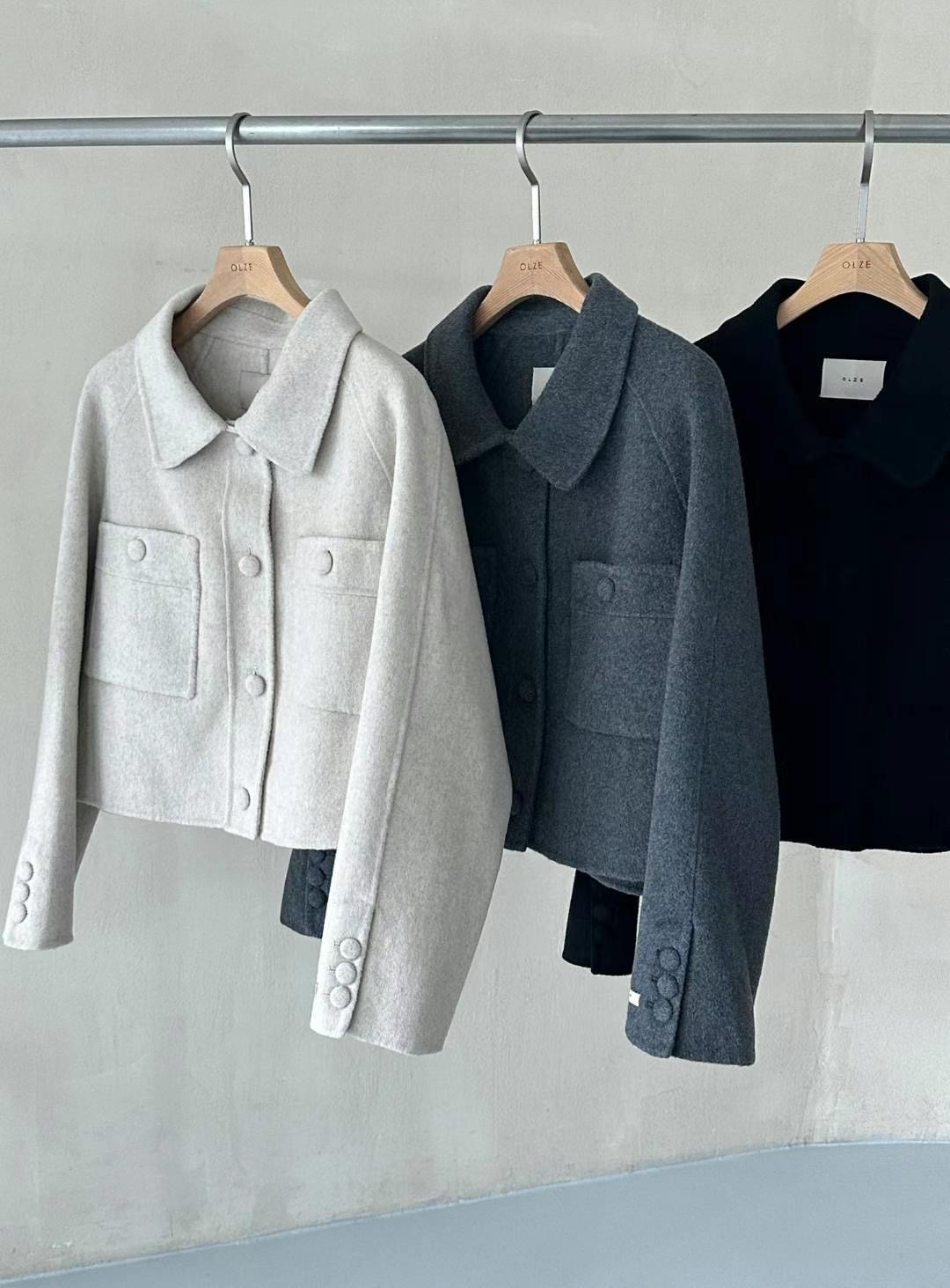 OLZE-올제-T東大門代購女裝新品職業推薦真品人氣短款大衣OLZE-올제-T短款大衣