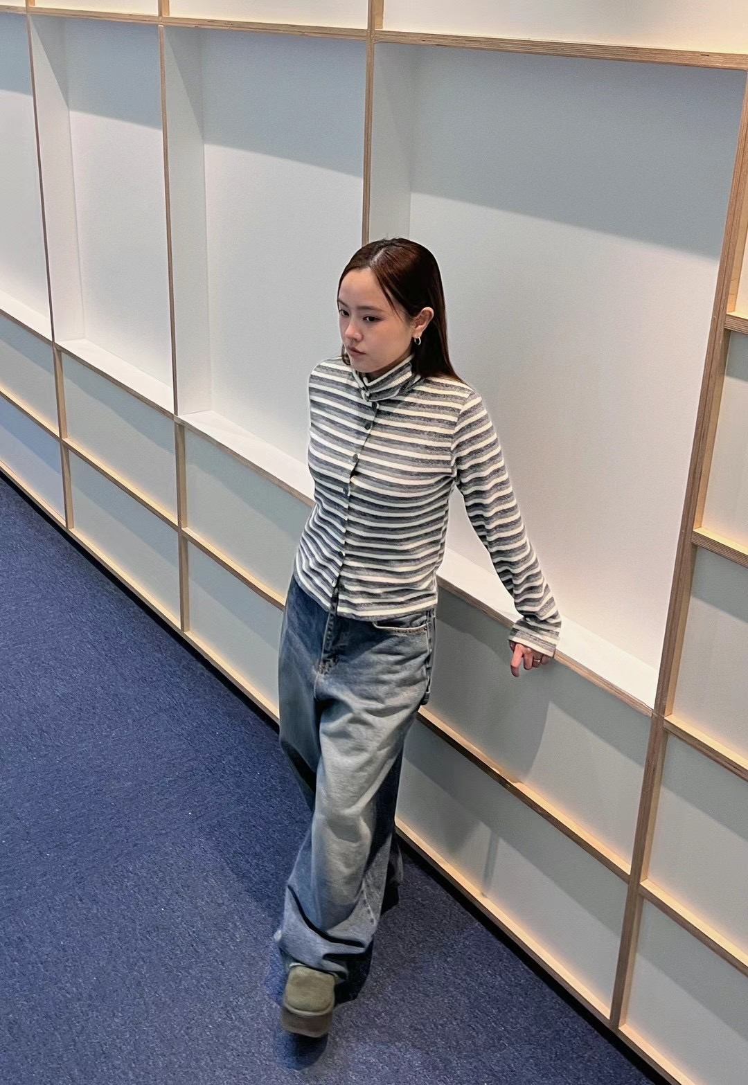 BYTEN韓國代購女裝新款人氣推薦休閑24秋夏職業長袖T恤開衫BYTEN長袖T恤
