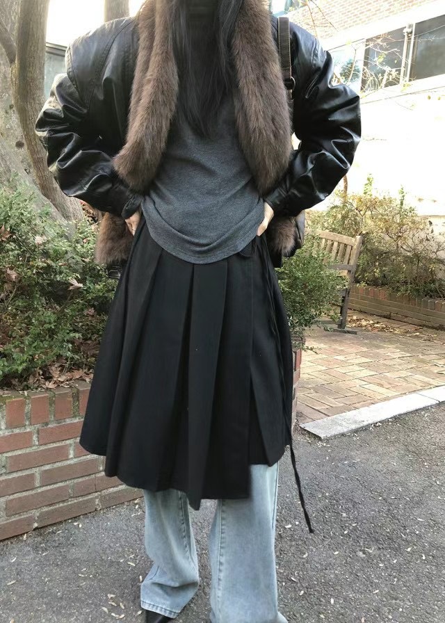 ROOOF韓國直郵女士新品推薦真品熱賣24秋夏半身裙中短裙百褶ROOOF半身裙/中短裙