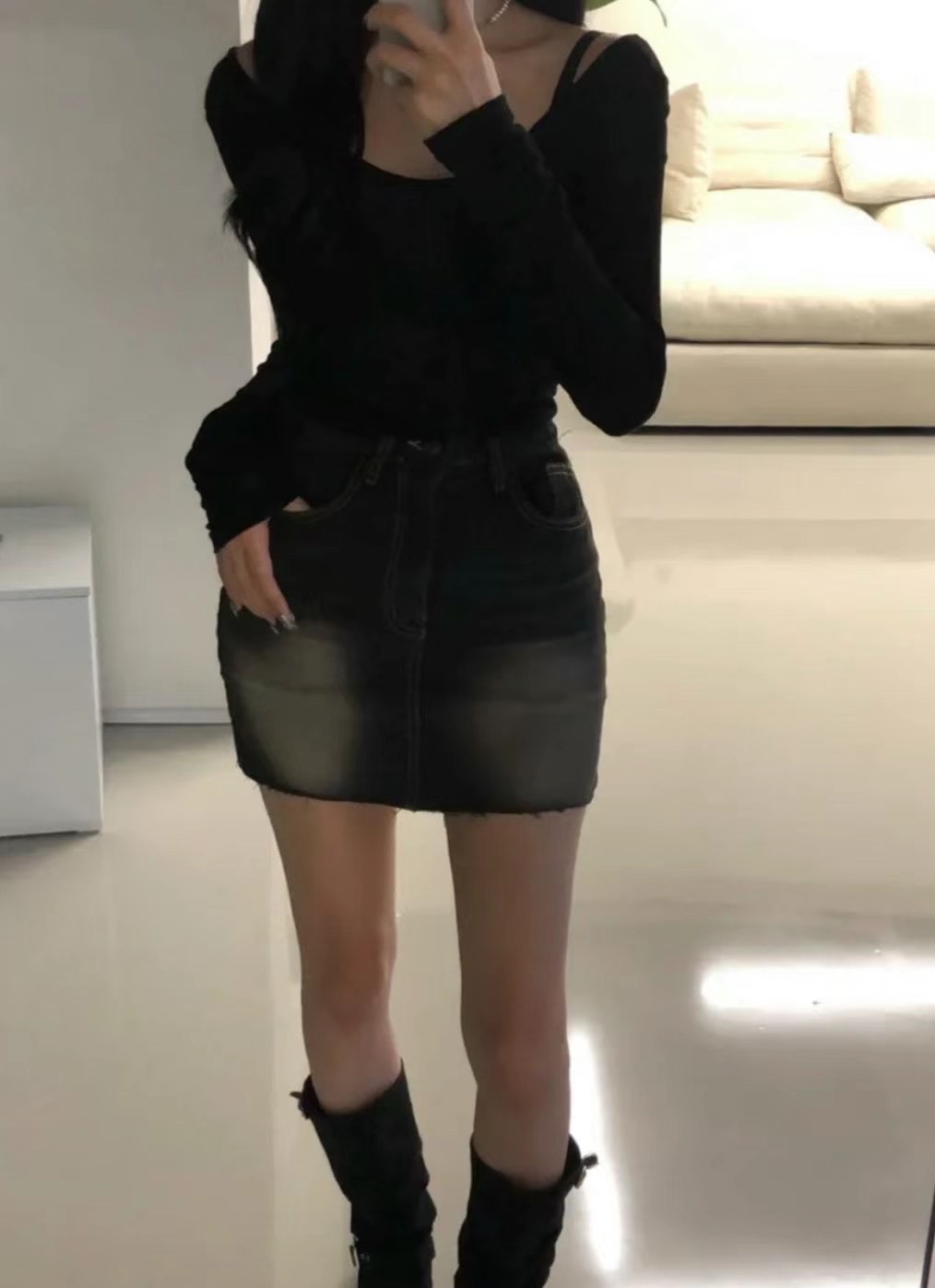 IMMENSE韓國直郵東大門實拍女裝新款熱賣職業長袖T恤透視羅紋IMMENSE長袖T恤圖色3