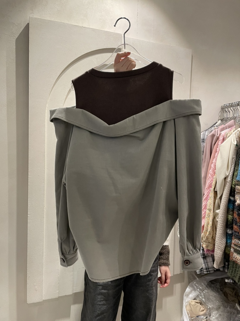 FARBE韓國直郵東大門實拍女裝新品休閑時尚推薦24秋冬襯衫蕾絲衫PLATFORM襯衫/蕾絲衫
