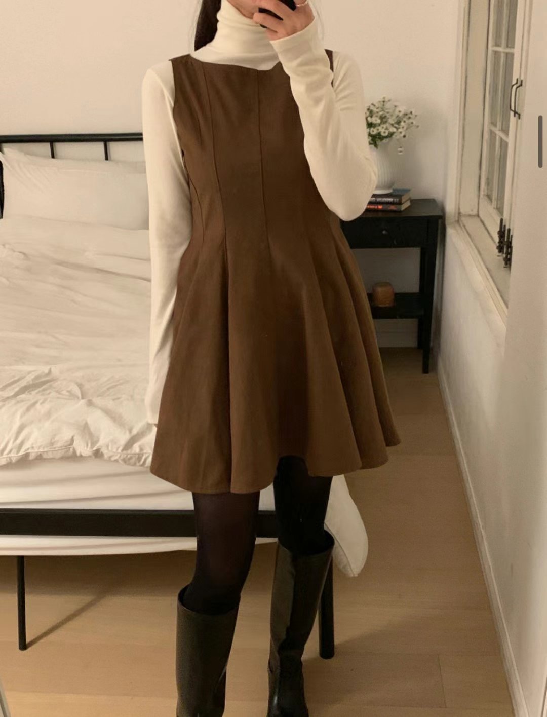 TREEAN直郵韓國代購女裝新品真品熱賣人氣職業連衣裙絨面革TREEAN連衣裙