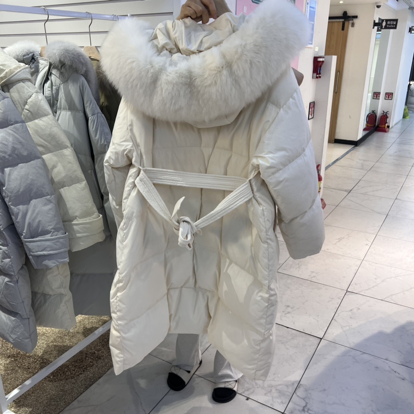 SIMPLE PARK/WMSTORY韓國直郵東大門代購女裝新品休閑長款羽絨服含腰帶填充SIMPLE PARK/WMSTORY長款羽絨服