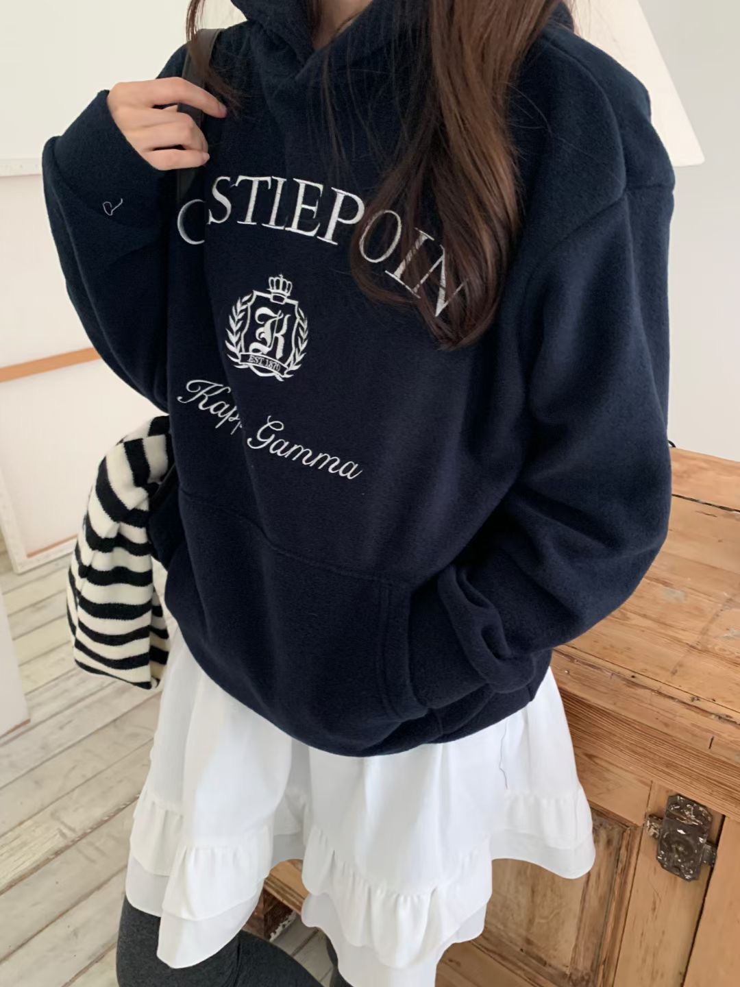 WEARME東大門代購女士新款熱賣職業24秋冬人氣衛衣抓絨連帽WEARME衛衣