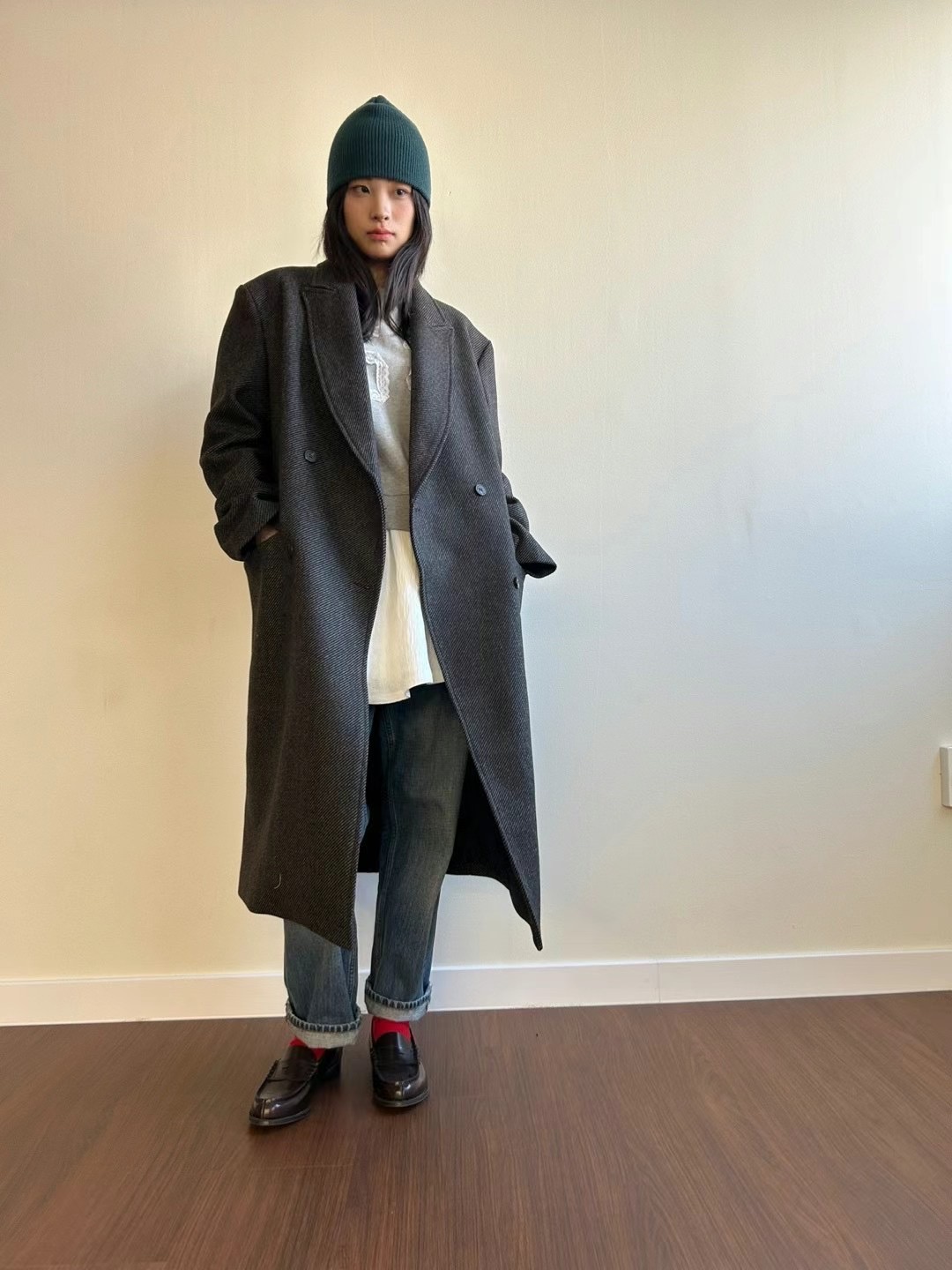 PIC韓國代購女裝新款時尚真品職業人氣休閑熱賣中長款大衣羊毛PIC中長款大衣圖色2
