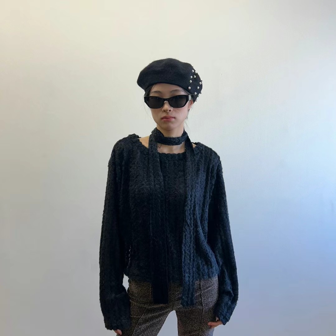 PIC東大門直郵女裝新品時尚24秋冬熱賣推薦真品針織衫水貂毛PIC針織衫