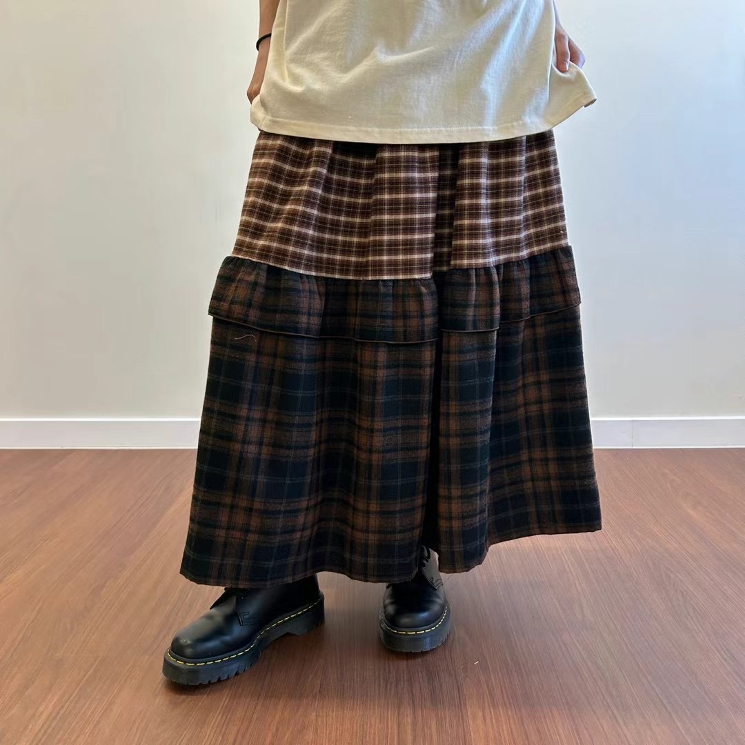 PIC東大門代購女士新款職業時尚熱賣推薦休閑真品24秋冬長裙格紋PIC長裙