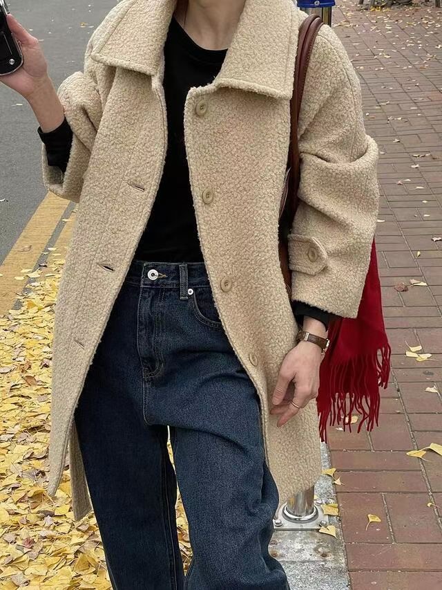 WEARME東大門直郵女裝新款推薦人氣24秋冬中長款大衣含腰帶WEARME中長款大衣圖色2