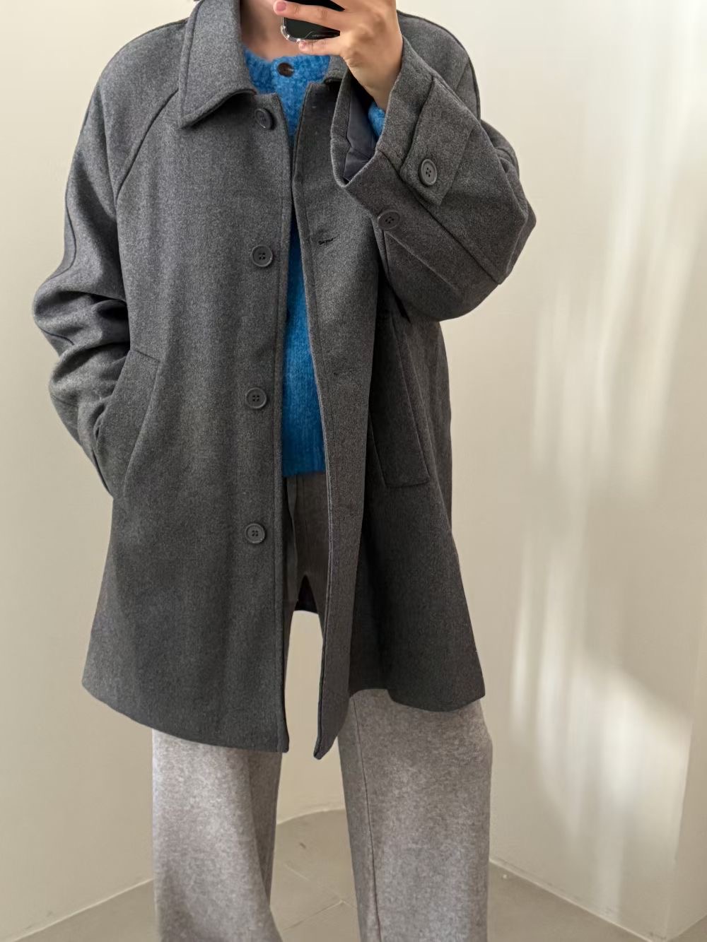 WEARME東大門代購女裝新品推薦時尚24秋冬熱賣休閑中長款大衣WEARME中長款大衣