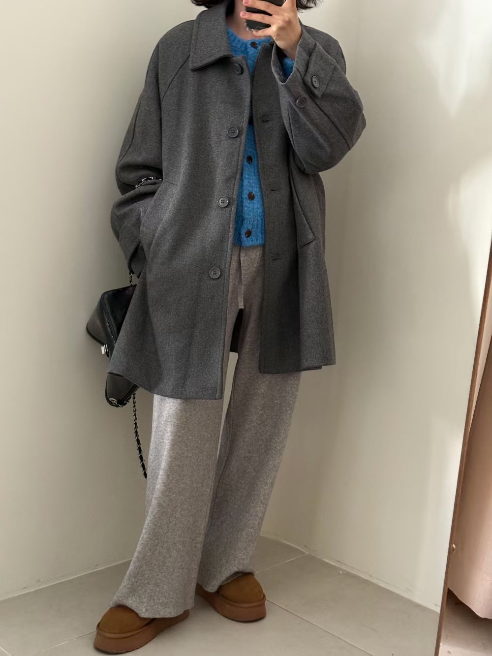 WEARME東大門代購女裝新品推薦時尚24秋冬熱賣休閑中長款大衣WEARME中長款大衣