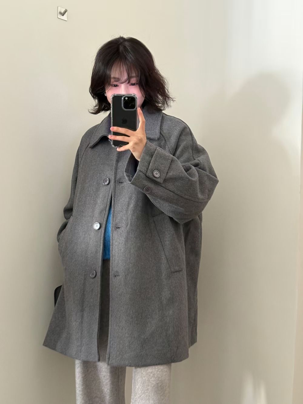 WEARME東大門代購女裝新品推薦時尚24秋冬熱賣休閑中長款大衣WEARME中長款大衣