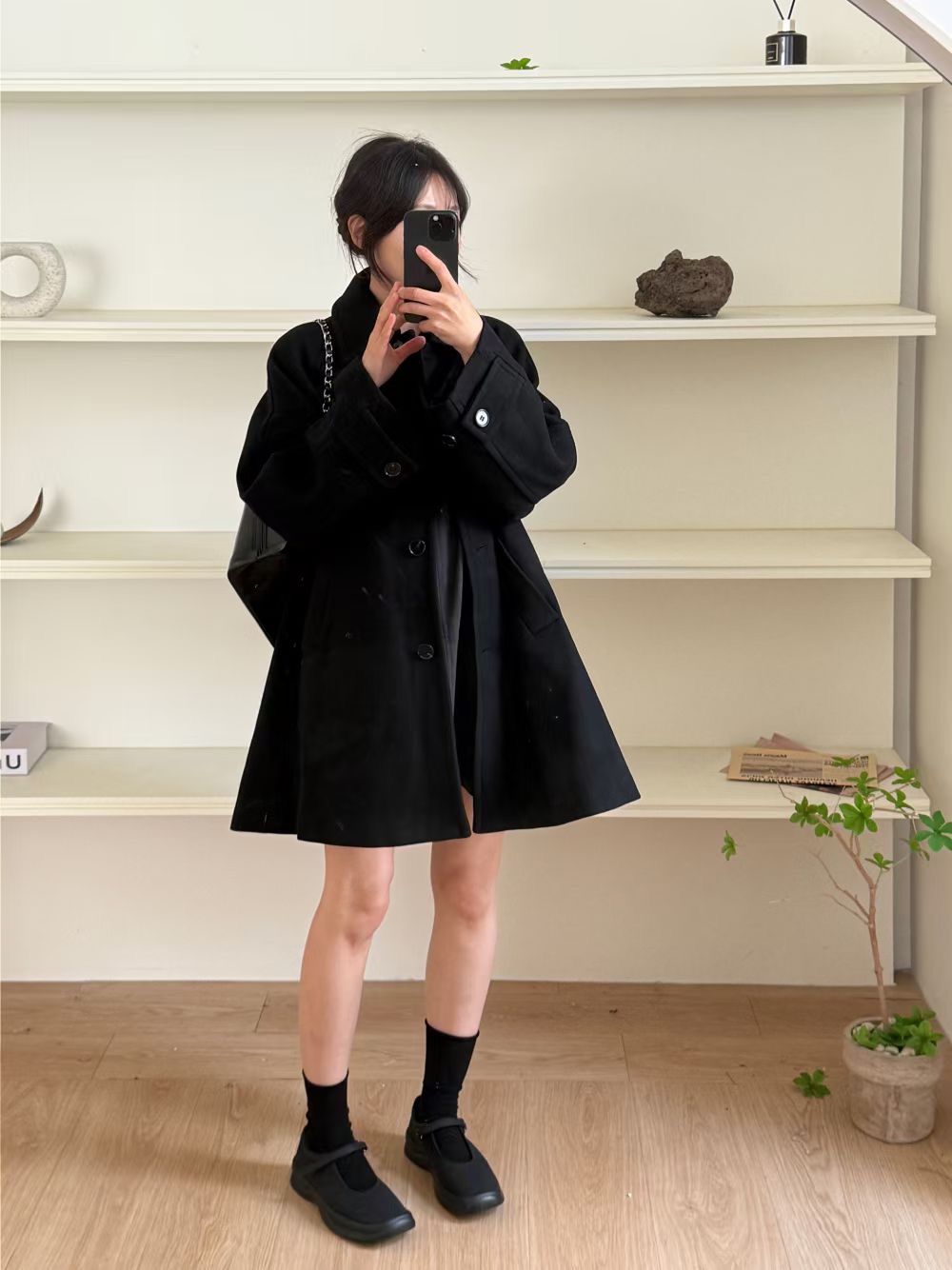 WEARME東大門代購女裝新品推薦時尚24秋冬熱賣休閑中長款大衣WEARME中長款大衣