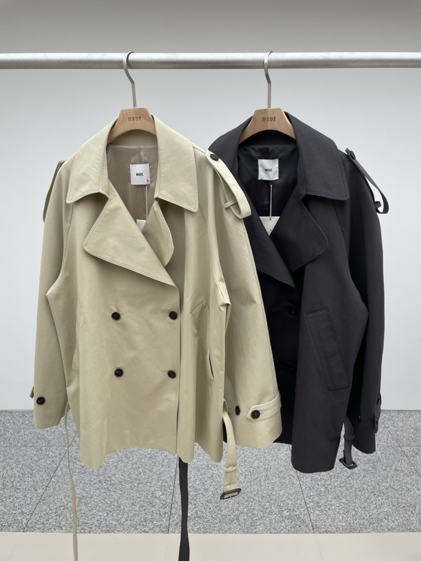 MADE-P東大門代購女裝新品熱賣推薦24秋冬人氣長款風衣含腰帶MADE-P長款風衣