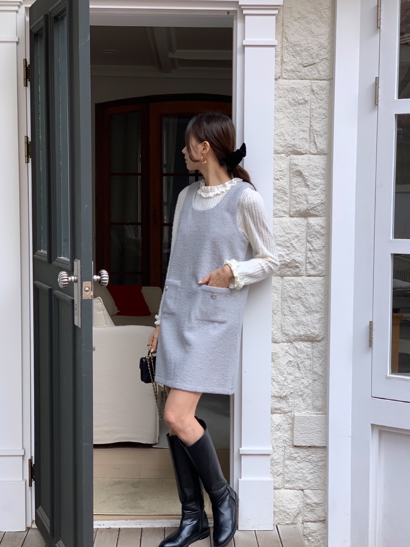 OVE韓國直郵女士新款24秋冬時尚推薦真品休閑人氣連衣裙口袋OVE連衣裙