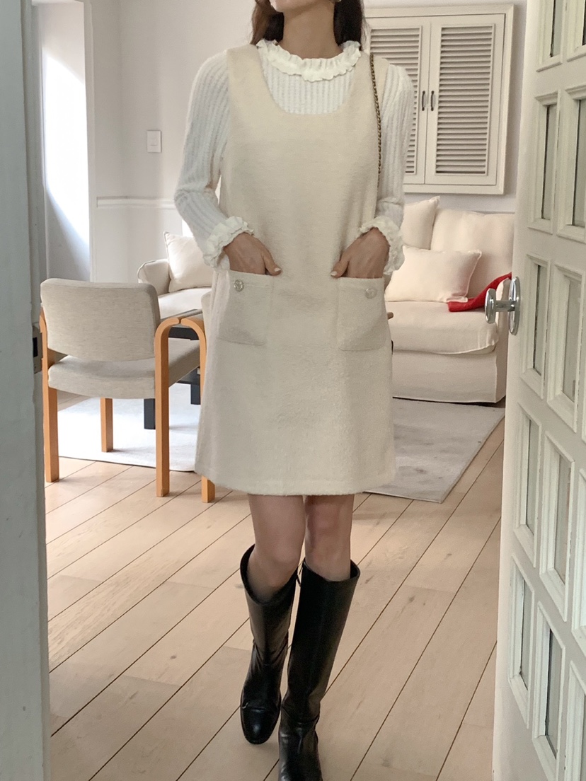 OVE韓國直郵女士新款24秋冬時尚推薦真品休閑人氣連衣裙口袋OVE連衣裙