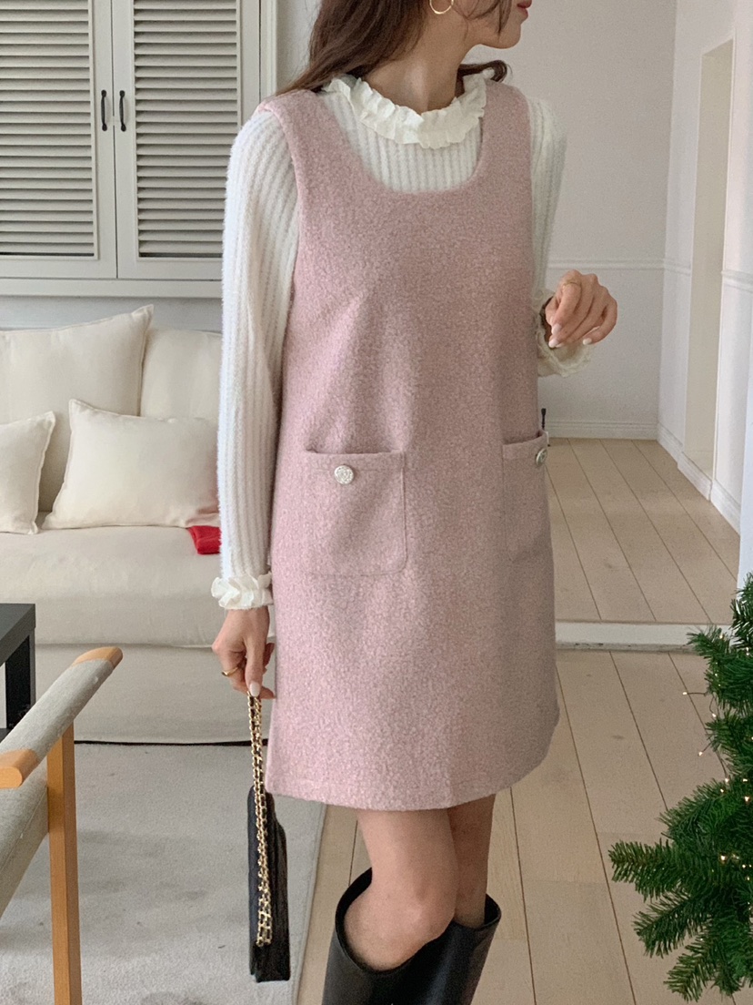 OVE韓國直郵女士新款24秋冬時尚推薦真品休閑人氣連衣裙口袋OVE連衣裙