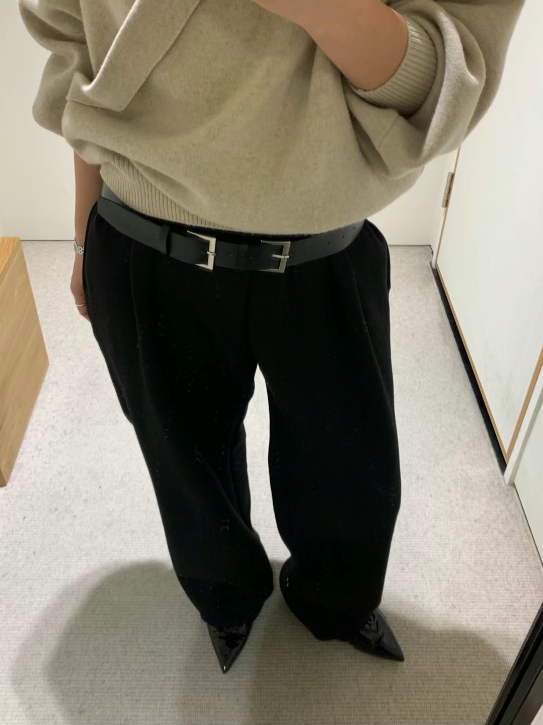 MONMOUTH東大門代購女裝新款24秋冬真品推薦熱賣休閑褲拉絲MONMOUTH休閑褲